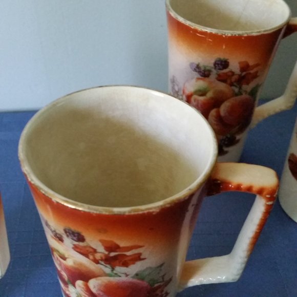 Antique Dresden China Porcelain Mugs Set of 4 Dresden China - Picture 4 of 15